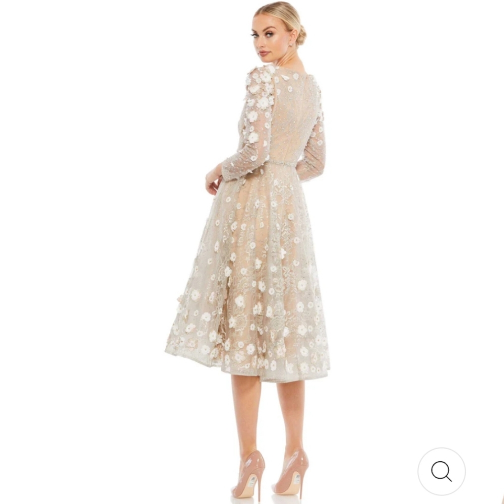 NWT Mac Duggal Floral Embellished Lace A-Line Dress - Picture 2 of 4